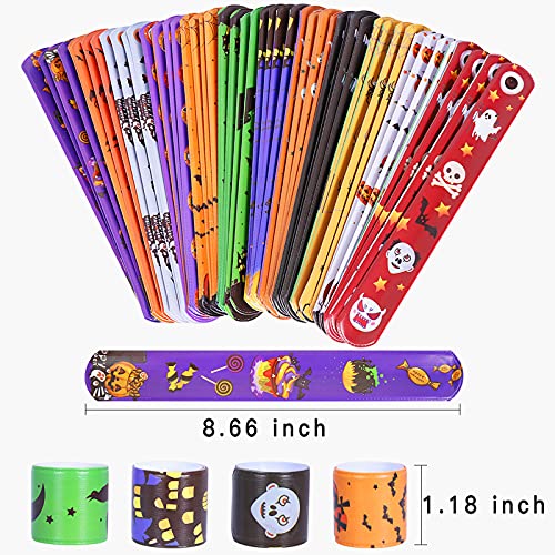Max Fun 48pcs Halloween Slap Bracelets Party Favors for Kids, 12 Designs