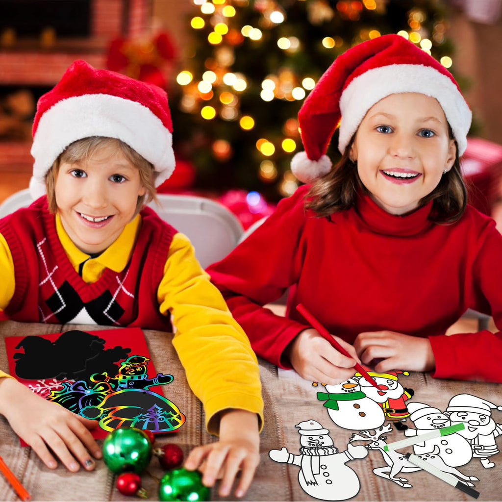 Max Fun Christmas Scratch Art Kit for Kids – 96 Pieces Rainbow Magic Scratch Off Ornaments