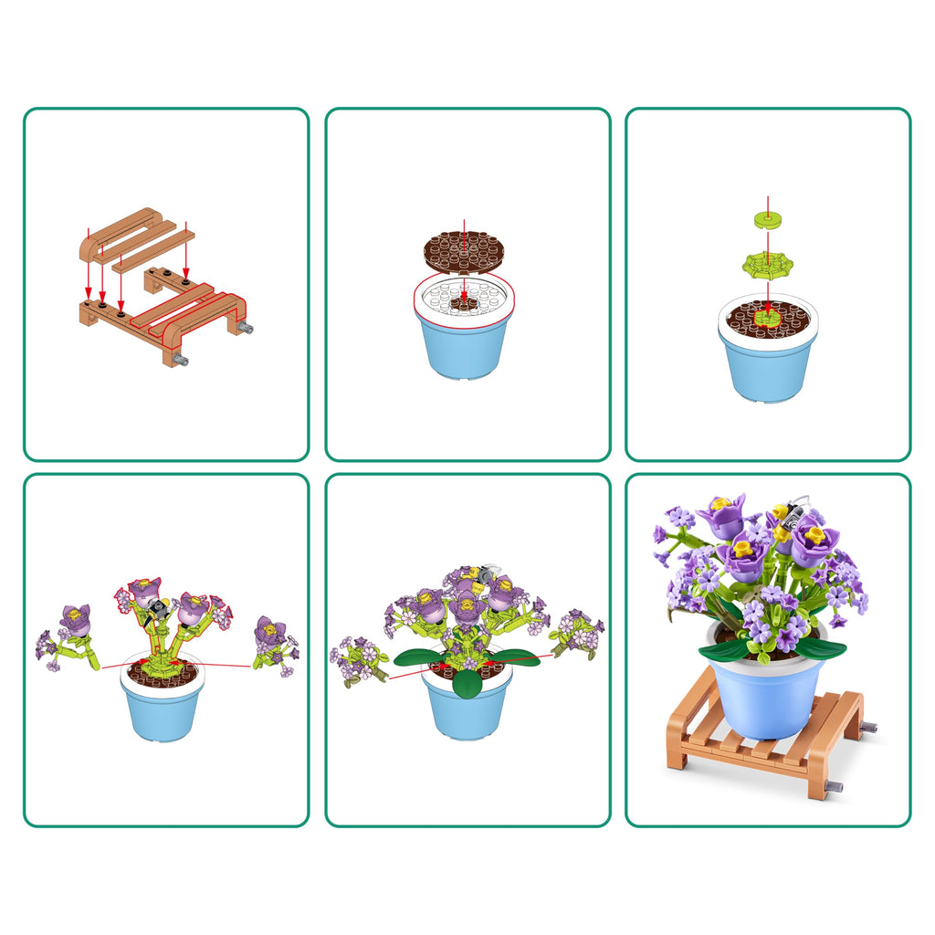 MAX Premium Garden Building Bricks – Gypsophila Paniculata Collection, 233 Pieces, Compatible with Leading Brands