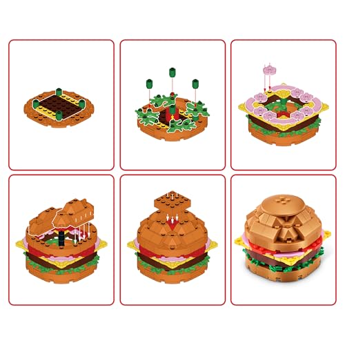 MAX Premium Snacks Building Bricks: Hamburger Model – 200 Pieces, Compatible with Leading Brands