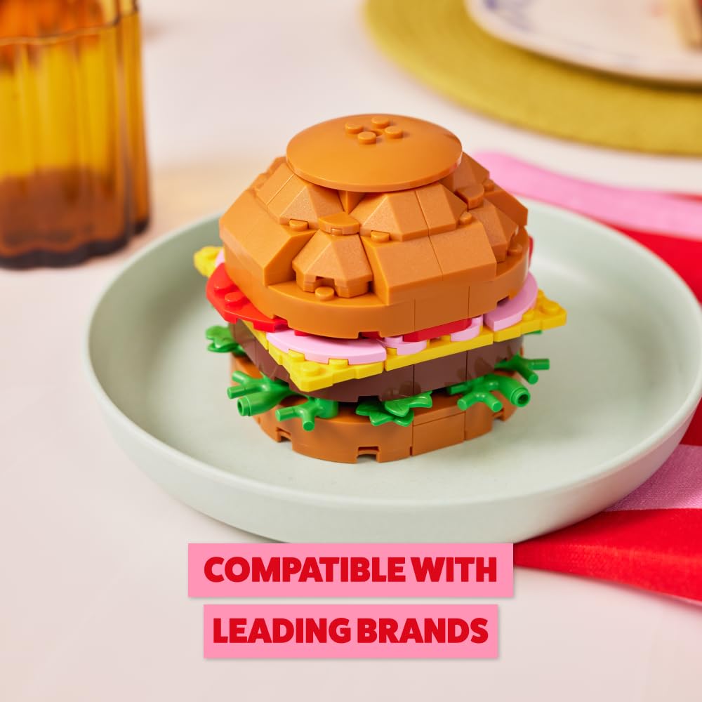 MAX Premium Snacks Building Bricks: Hamburger Model – 200 Pieces, Compatible with Leading Brands