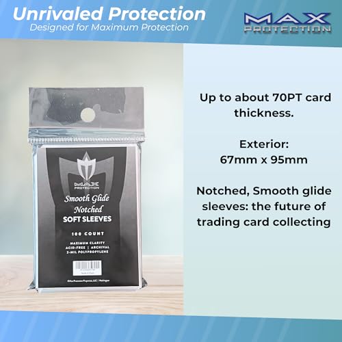 Max Protection Notched Penny Sleeves – 100 Pack Acid-Free Archival Safe Clear Card Holders