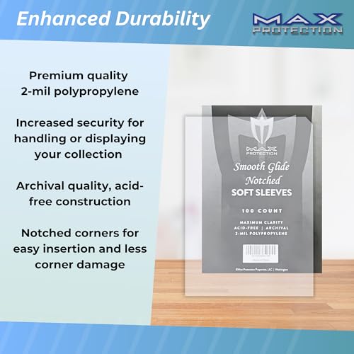 Max Protection Notched Penny Sleeves – 100 Pack Acid-Free Archival Safe Clear Card Holders