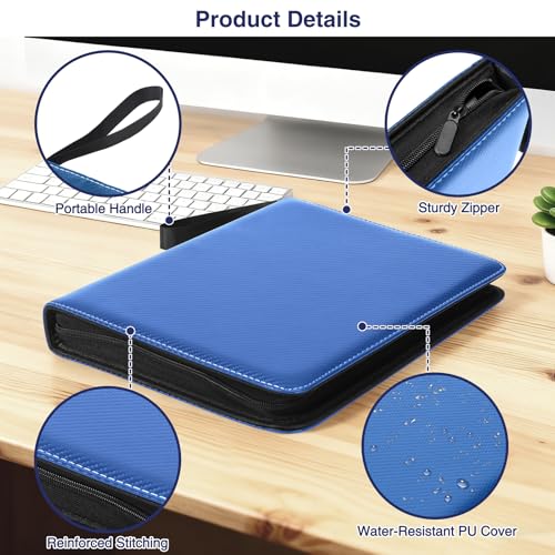MAXECHO 9-Pocket Trading Card Binder - 1008 Cards, Blue PU Leather Album for Pokémon, MTG, Sports Cards