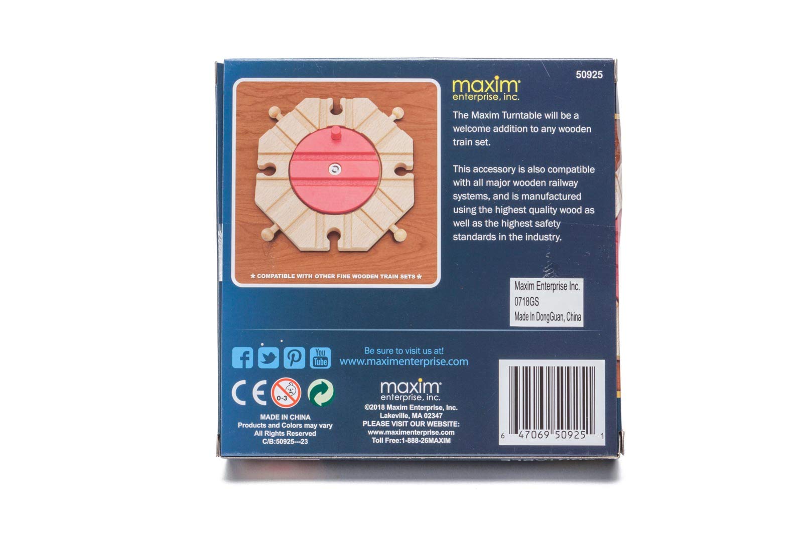Maxim Enterprise Wood Railway Turntable - 8-Way Wooden Train Track Accessory for Kids Ages 3-8, Compatible with Thomas & Friends, BRIO, Melissa and Doug