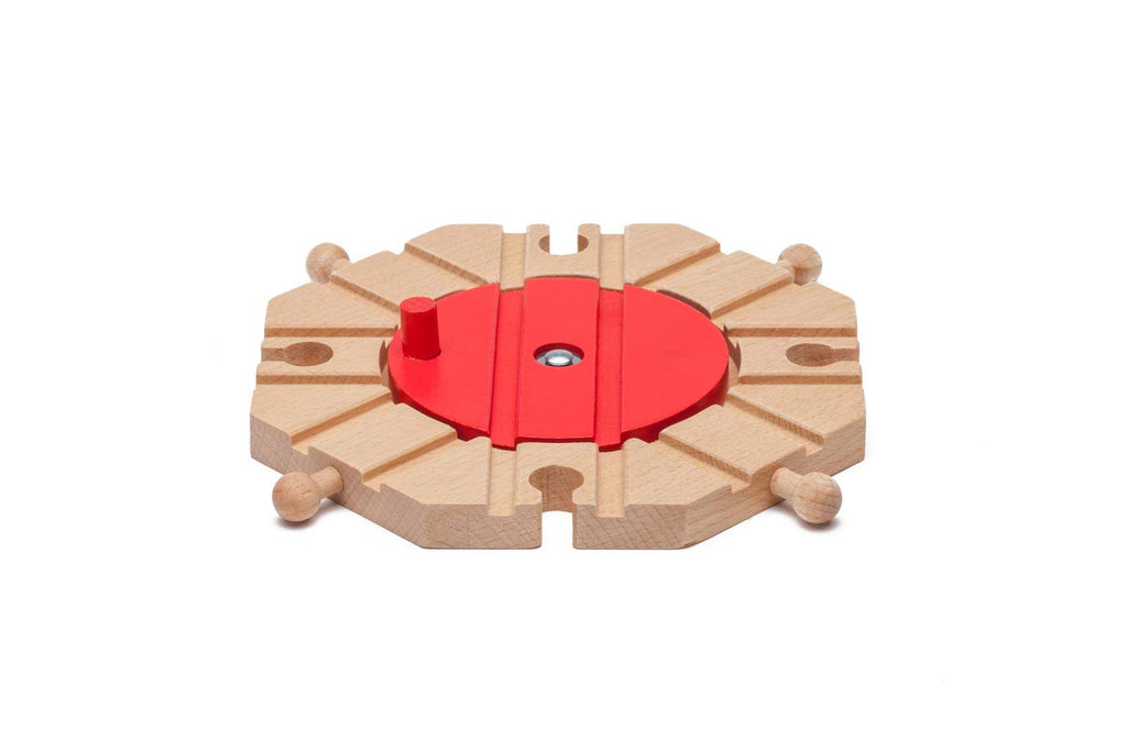 Maxim Enterprise Wood Railway Turntable - 8-Way Wooden Train Track Accessory for Kids Ages 3-8, Compatible with Thomas & Friends, BRIO, Melissa and Doug