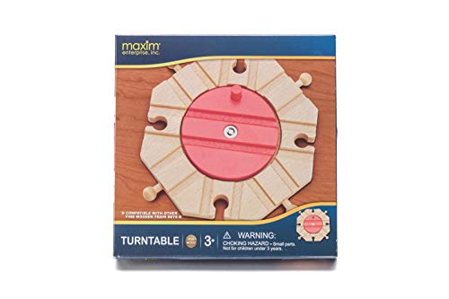 Maxim Enterprise Wood Railway Turntable - 8-Way Wooden Train Track Accessory for Kids Ages 3-8, Compatible with Thomas & Friends, BRIO, Melissa and Doug