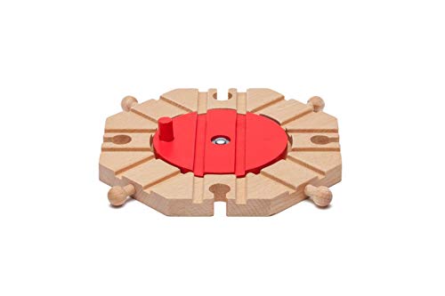 Maxim Enterprise Wood Railway Turntable - 8-Way Wooden Train Track Accessory for Kids Ages 3-8, Compatible with Thomas & Friends, BRIO, Melissa and Doug
