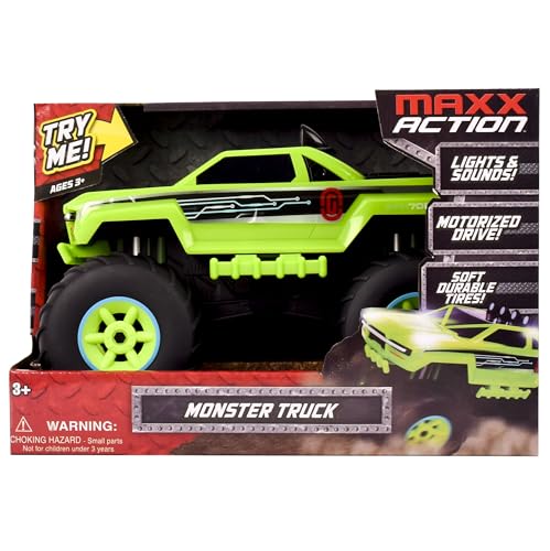 Maxx Action 12-Inch Motorized Monster Truck with Lights & Sounds – Green