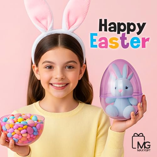 MAXYGIFT 6-Inch Large Plastic Easter Eggs, 12-Pack - Fillable Pastel Eggs for Hunts, Candy & Basket Stuffers
