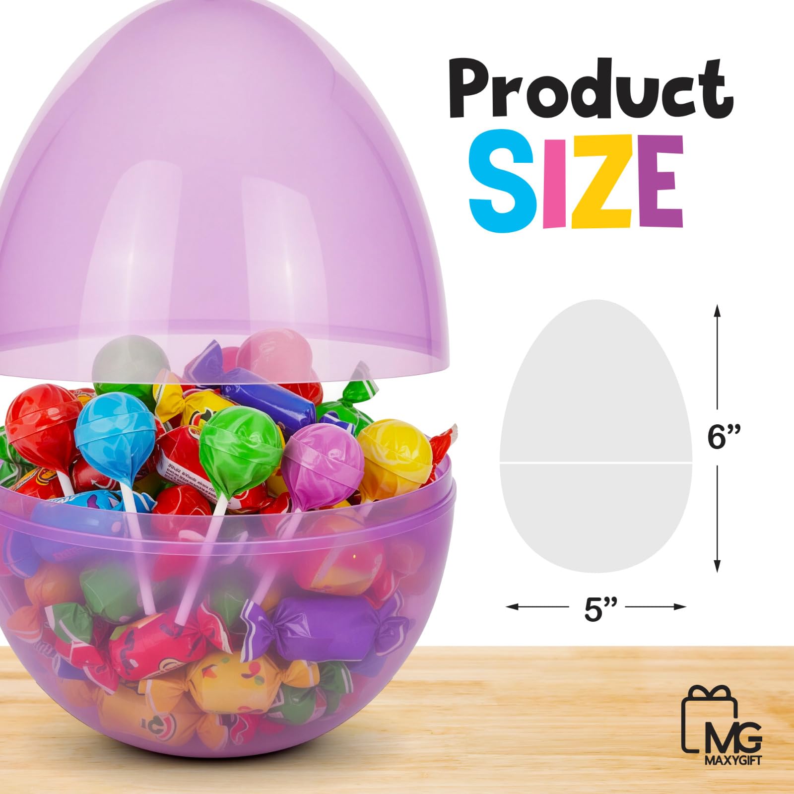 MAXYGIFT 6-Inch Large Plastic Easter Eggs, 12-Pack - Fillable Pastel Eggs for Hunts, Candy & Basket Stuffers