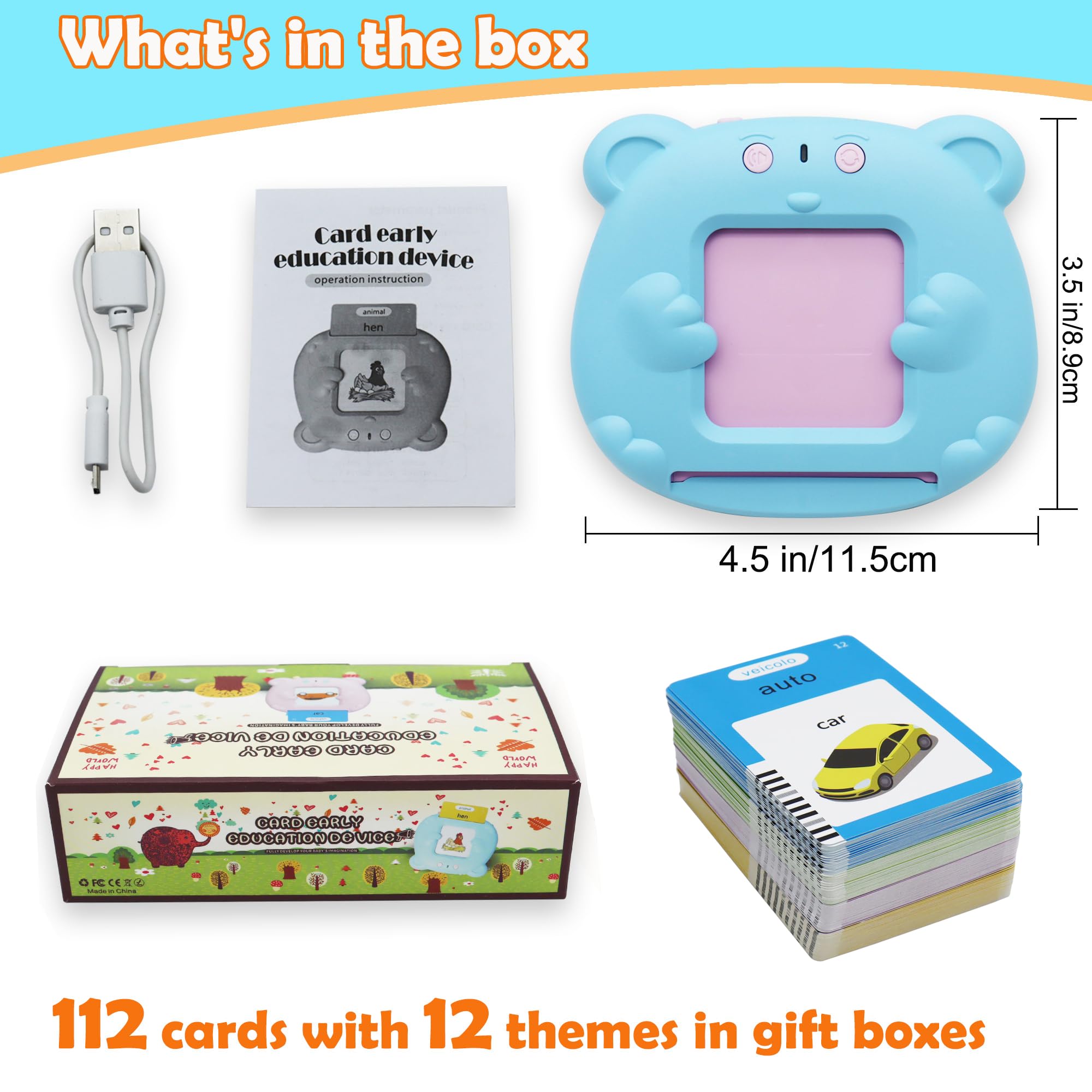 MAYAPHILOS Italian and English Talking Flash Cards - 510 Sight Words with 31 Themes for Ages 2-6