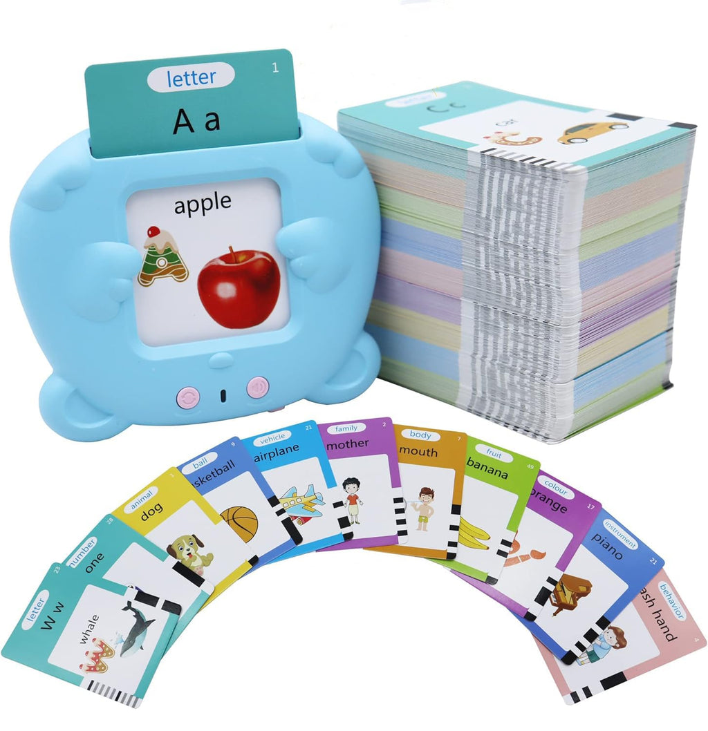 MAYAPHILOS Talking Flash Cards for Toddlers 3-8 Years - 510 Sight Words, 31 Themes, Educational Learning Toy with Sound, No Screen, Blue