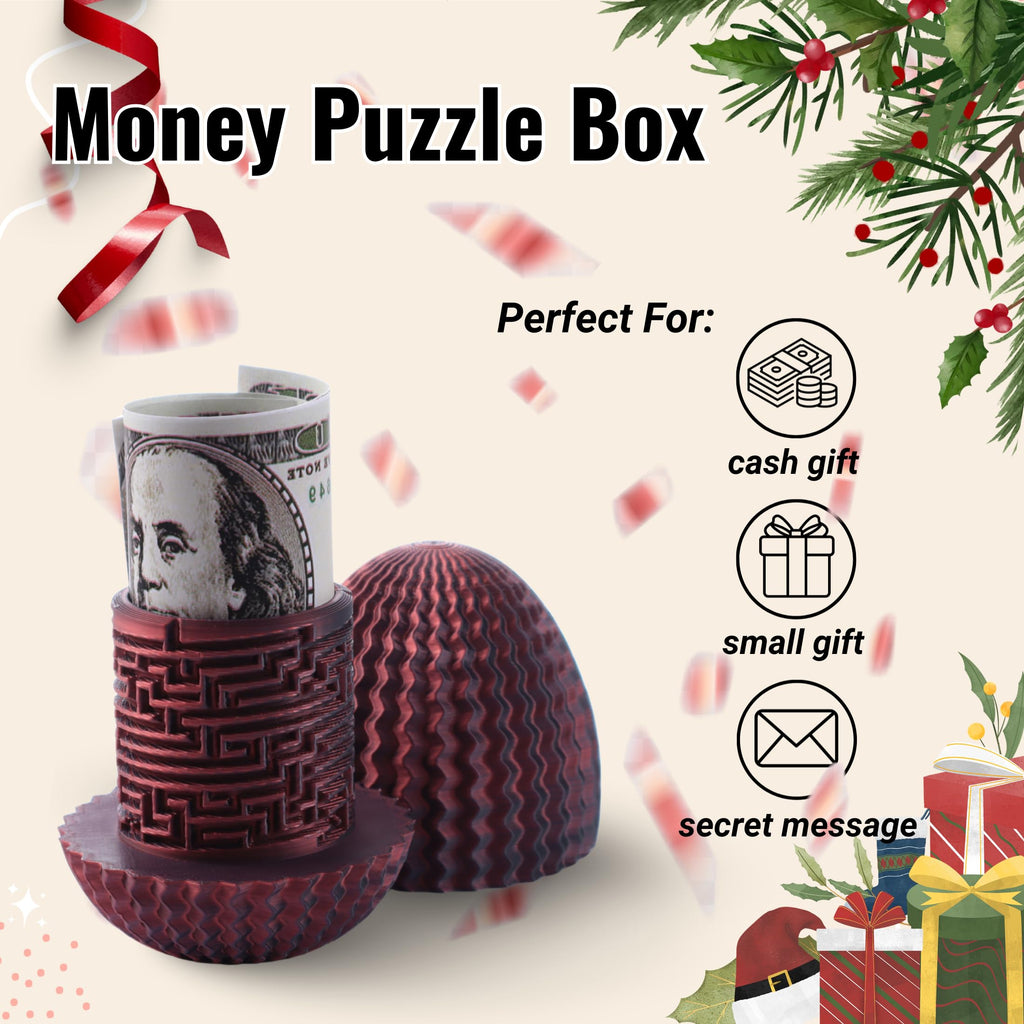 Maze Egg Money Puzzle Gift Box – 3D Printed Brain Teaser with Secret Cash Chamber (Galapopo)