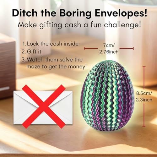 Maze Puzzle Box for Money Gifts – Egg-Shaped Secret Compartment Cash Holder with Brain Teaser