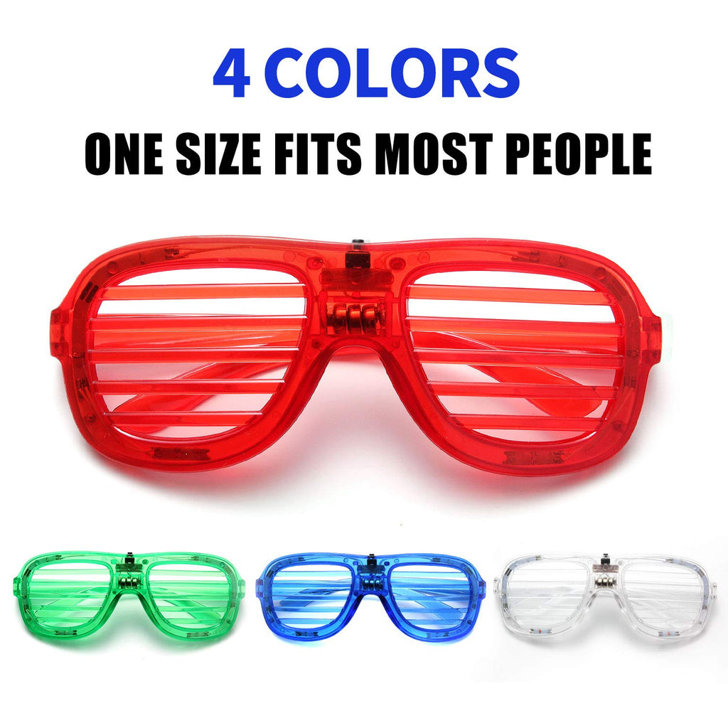 M.best 4 Pack LED Glasses: 4 Colors, 3 Modes, One Size Fits Most