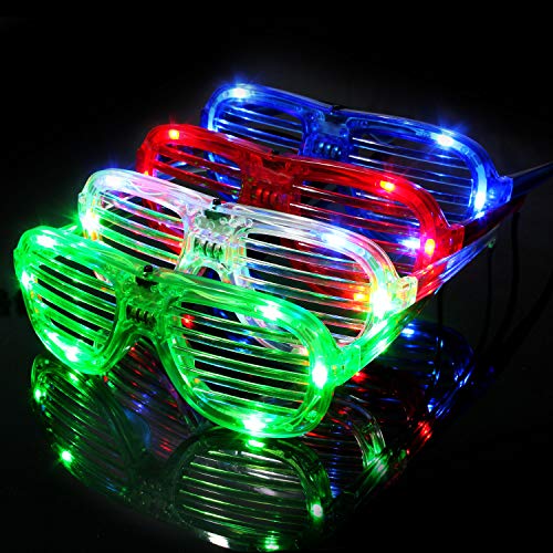 M.best 4 Pack LED Glasses: 4 Colors, 3 Modes, One Size Fits Most