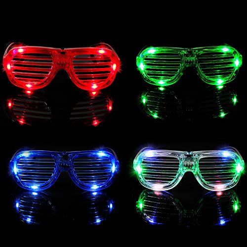 M.best 4 Pack LED Glasses: 4 Colors, 3 Modes, One Size Fits Most