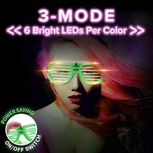M.best 4 Pack LED Glasses: 4 Colors, 3 Modes, One Size Fits Most