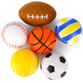 MCPINKY 6-Pack Foam Stress Balls – 2.5-Inch Mini Sports Balls (Basketball, Football, Baseball, Soccer, Tennis, Volleyball) – Silent Squeeze Toys for All Ages