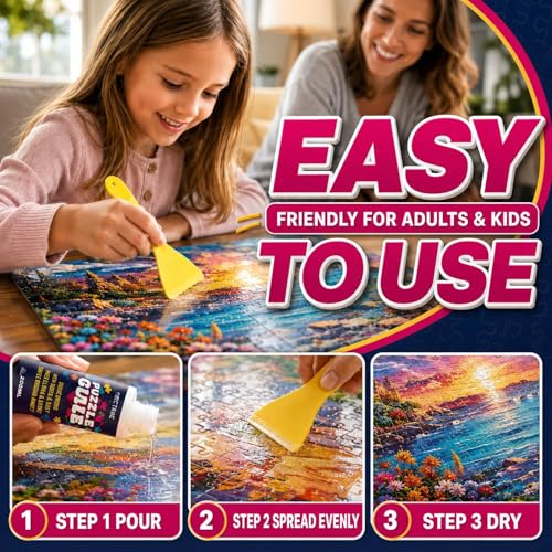 MCTRHG 200ml Clear Puzzle Glue with Applicators – Non-Toxic, Quick Dry, Water-Soluble for 500–5000 Piece Puzzles