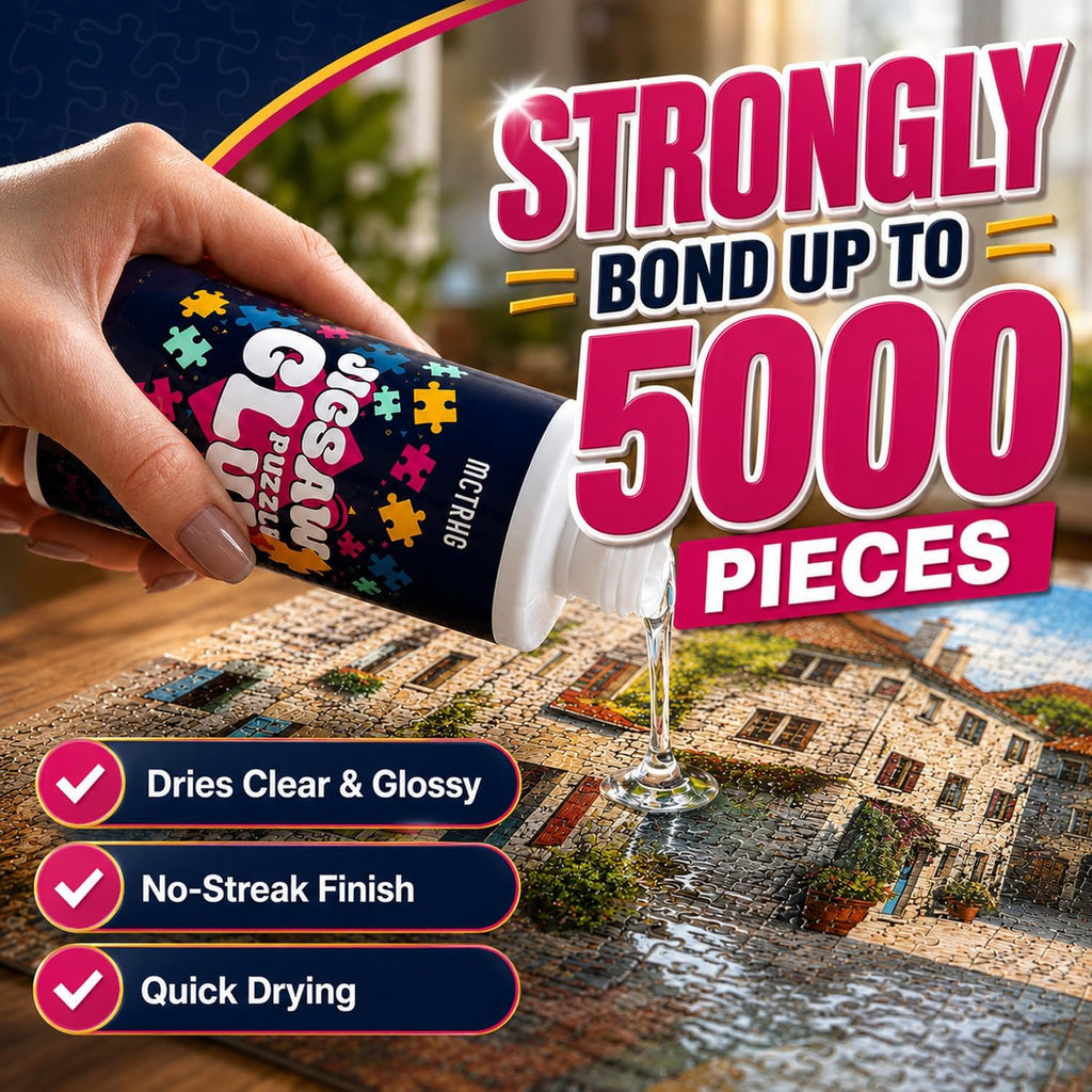 MCTRHG 200ml Clear Puzzle Glue with Applicators – Non-Toxic, Quick Dry, Water-Soluble for 500–5000 Piece Puzzles