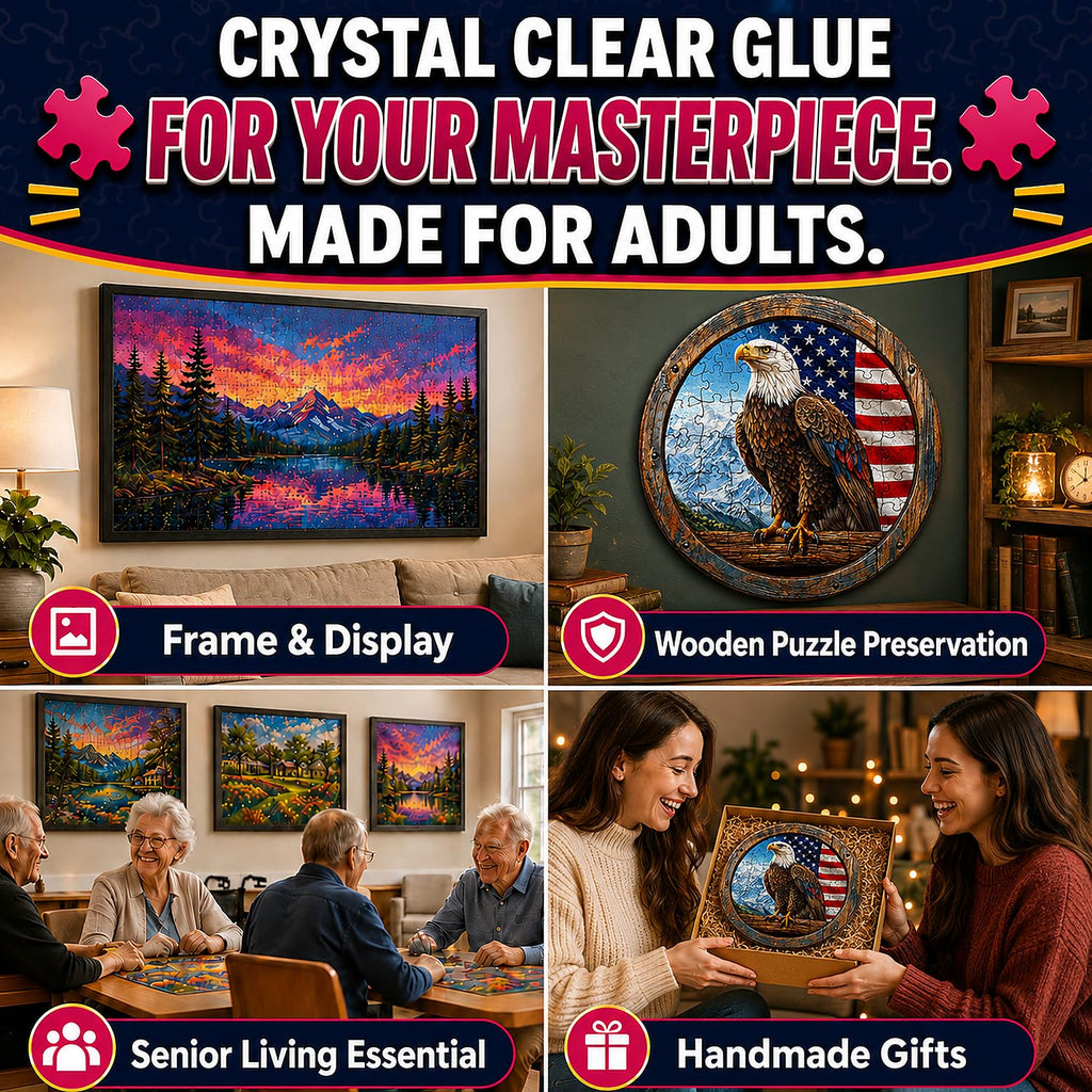 MCTRHG 200ml Clear Puzzle Glue with Applicators – Non-Toxic, Quick Dry, Water-Soluble for 500–5000 Piece Puzzles