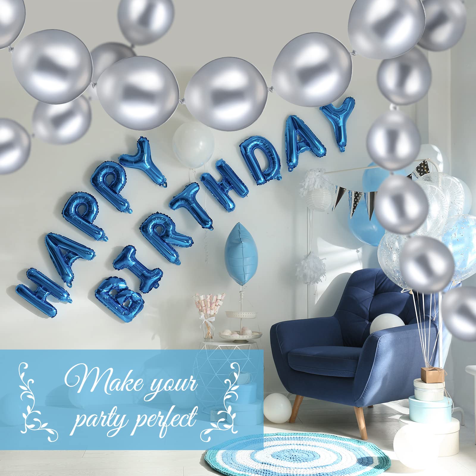 Meanplan 100 Pack 10-Inch Metallic Silver Link Balloons with Tails for Arches and Garlands