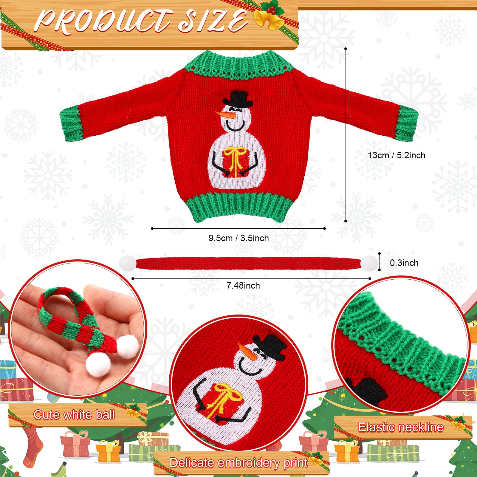 Meanplan 12-Piece Christmas Doll Clothes Set – Knitted Sweaters & Scarves for 11.5-Inch Dolls