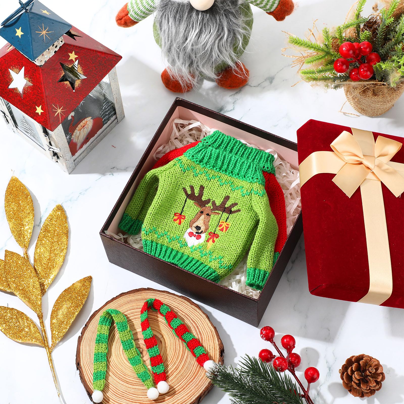 Meanplan 12-Piece Christmas Doll Clothes Set – Knitted Sweaters & Scarves for 11.5-Inch Dolls