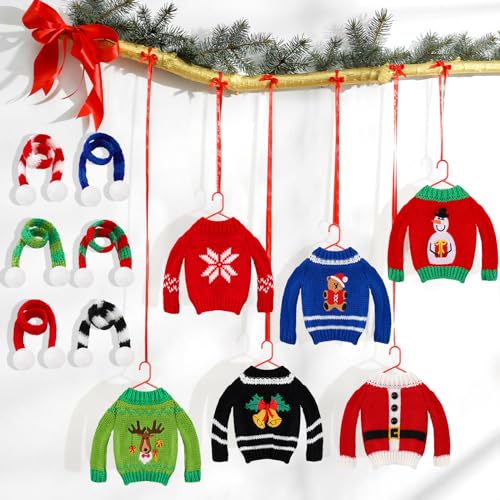 Meanplan 12-Piece Christmas Doll Clothes Set – Knitted Sweaters & Scarves for 11.5-Inch Dolls