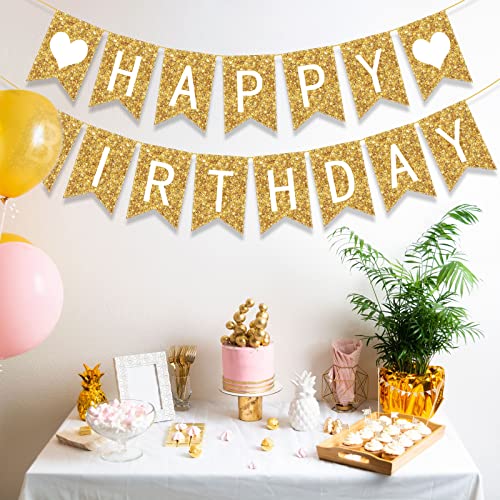 Meanplan 124-Piece DIY Letter Banner Kit - Gold Glitter Customizable Reusable Party Decor