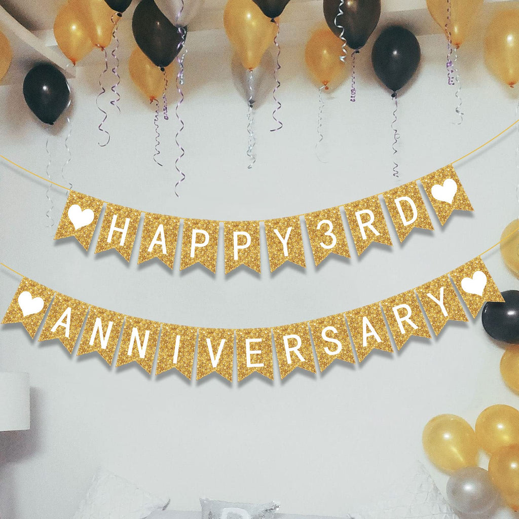 Meanplan 124-Piece DIY Letter Banner Kit - Gold Glitter Customizable Reusable Party Decor