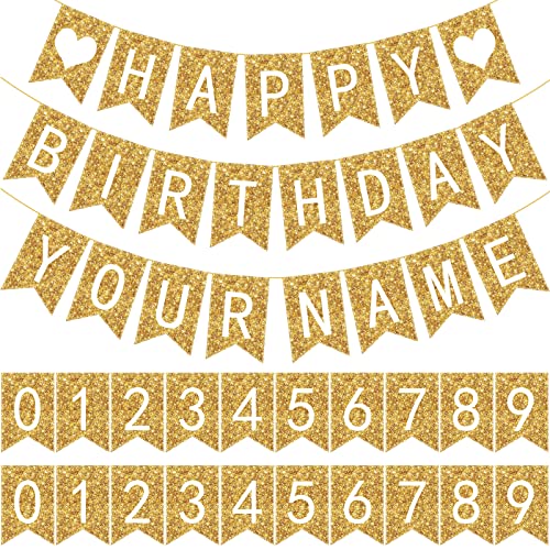Meanplan 124-Piece DIY Letter Banner Kit - Gold Glitter Customizable Reusable Party Decor
