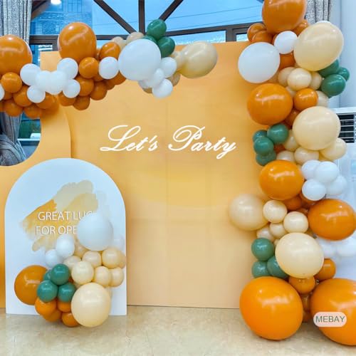 MEBAY 141-Piece Sage Green & Orange Balloon Arch Kit for Party Decor