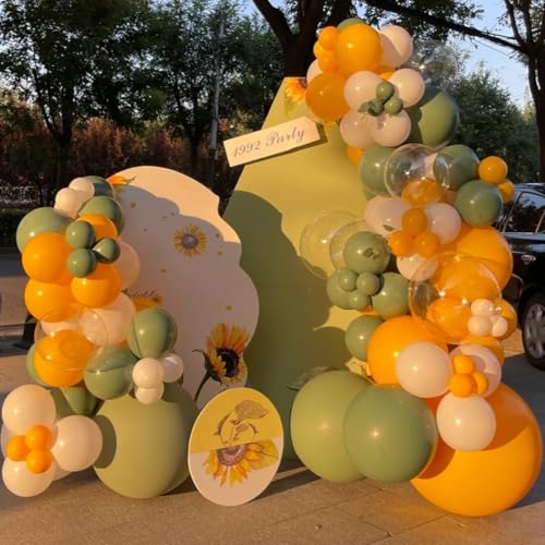 MEBAY 141-Piece Sage Green & Orange Balloon Arch Kit for Party Decor