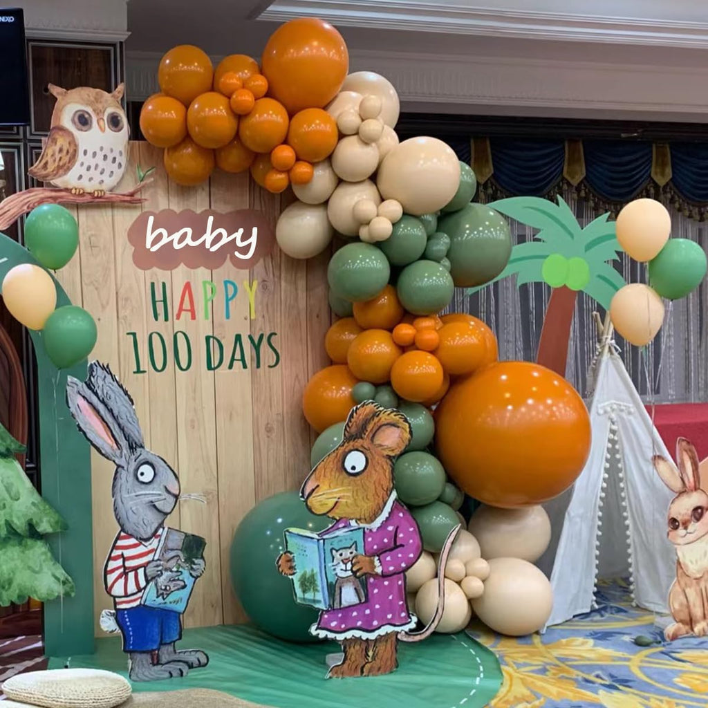 MEBAY 141-Piece Sage Green & Orange Balloon Arch Kit for Party Decor
