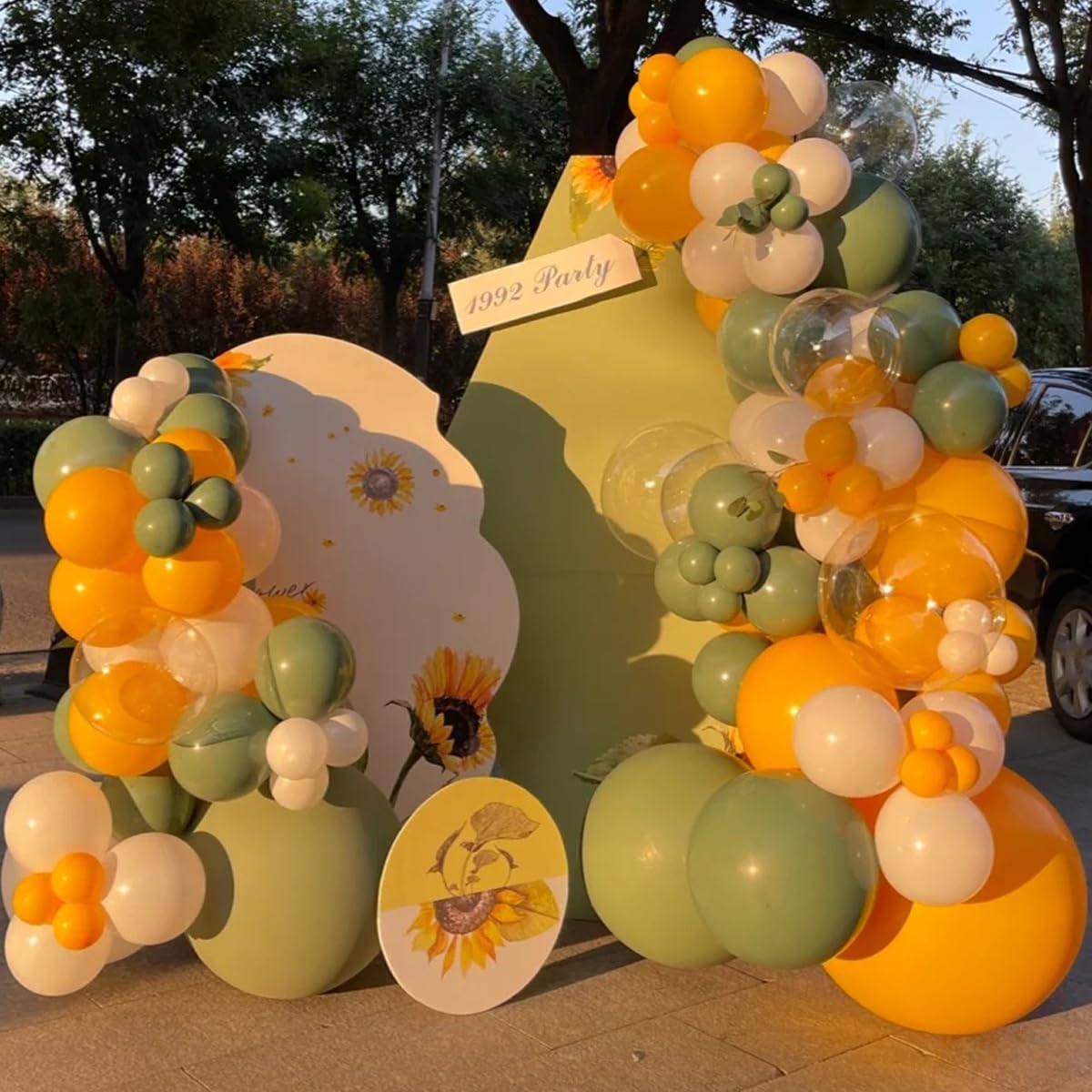 MEBAY 141-Piece Sage Green & Orange Balloon Arch Kit for Party Decor