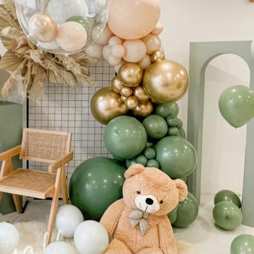MEBAY 146-Piece Avocado Green, Gold & White Balloon Arch Kit for Parties, Weddings & Baby Showers