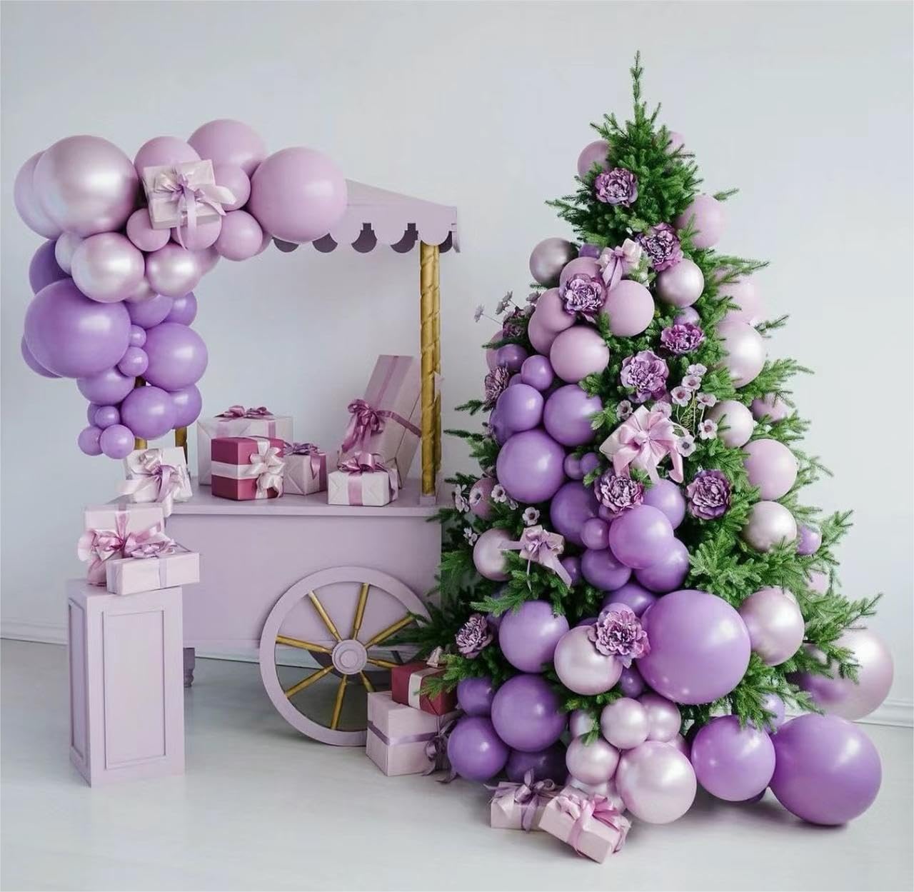 MEBAY 146-Piece Balloon Garland Arch Kit: Grey Violet, Maca Purple & Chrome Gold Latex Balloons for Parties