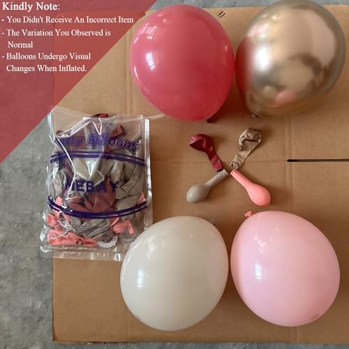 MEBAY 146-Piece Retro Rose Baby Pink Champagne White Sand Balloon Garland Arch Kit for Party Decorations
