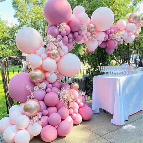 MEBAY 146-Piece Retro Rose Baby Pink Champagne White Sand Balloon Garland Arch Kit for Party Decorations