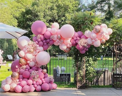 MEBAY 146-Piece Retro Rose Baby Pink Champagne White Sand Balloon Garland Arch Kit for Party Decorations