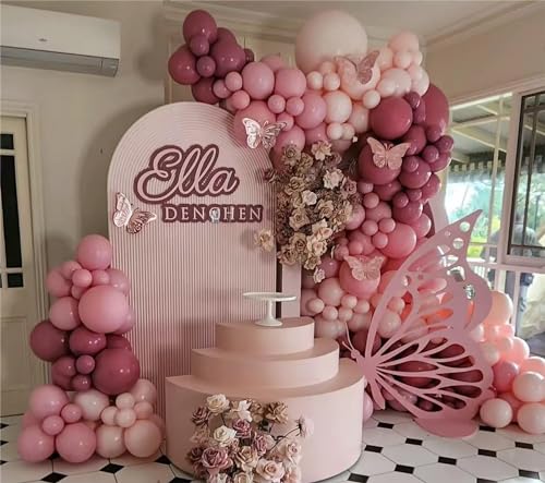 MEBAY 146-Piece Retro Rose Baby Pink Champagne White Sand Balloon Garland Arch Kit for Party Decorations