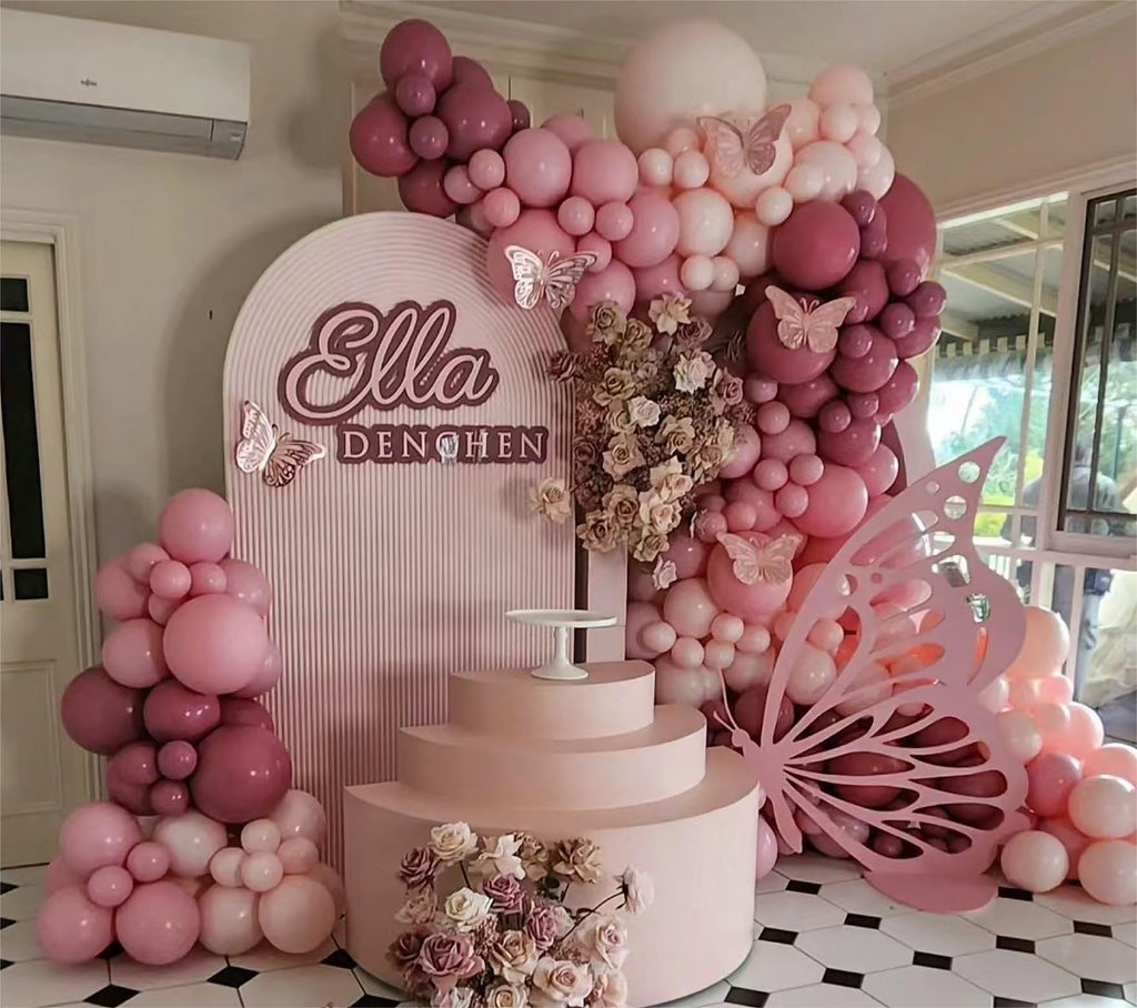MEBAY 146-Piece Retro Rose Baby Pink Champagne White Sand Balloon Garland Arch Kit for Party Decorations