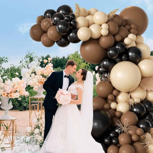 MEBAY 155-Piece Howdy Western Balloon Garland Arch Kit – Black, Brown & Nude – for Rodeo, Farm Birthday, Country Party Decor