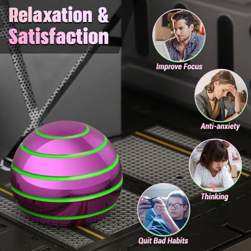 Mechaniker Luminous Desk Spinning Ball – Glow in Dark Fidget Toy for Stress Relief (Pink)
