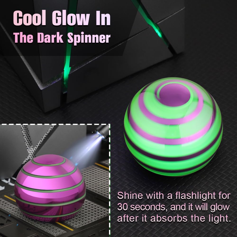 Mechaniker Luminous Desk Spinning Ball – Glow in Dark Fidget Toy for Stress Relief (Pink)