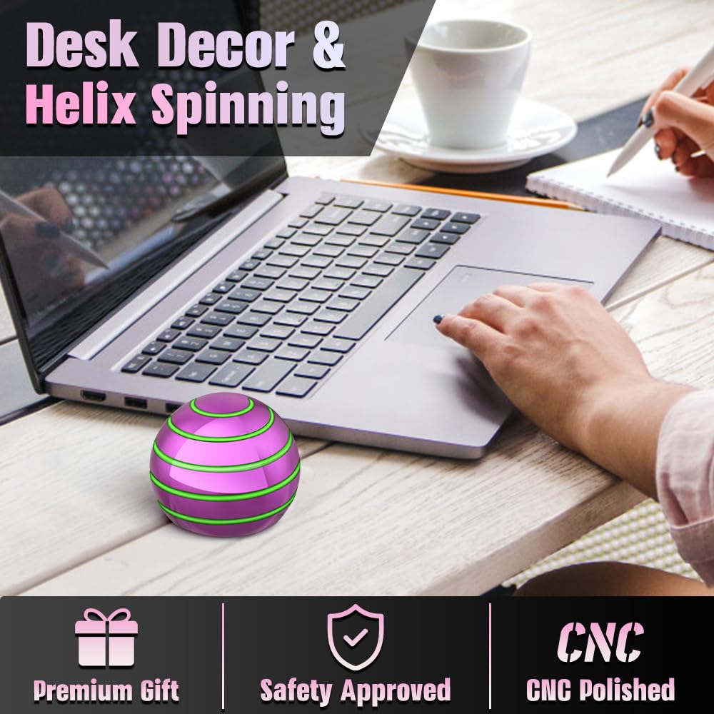 Mechaniker Luminous Desk Spinning Ball – Glow in Dark Fidget Toy for Stress Relief (Pink)