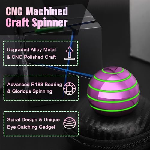 Mechaniker Luminous Desk Spinning Ball – Glow in Dark Fidget Toy for Stress Relief (Pink)